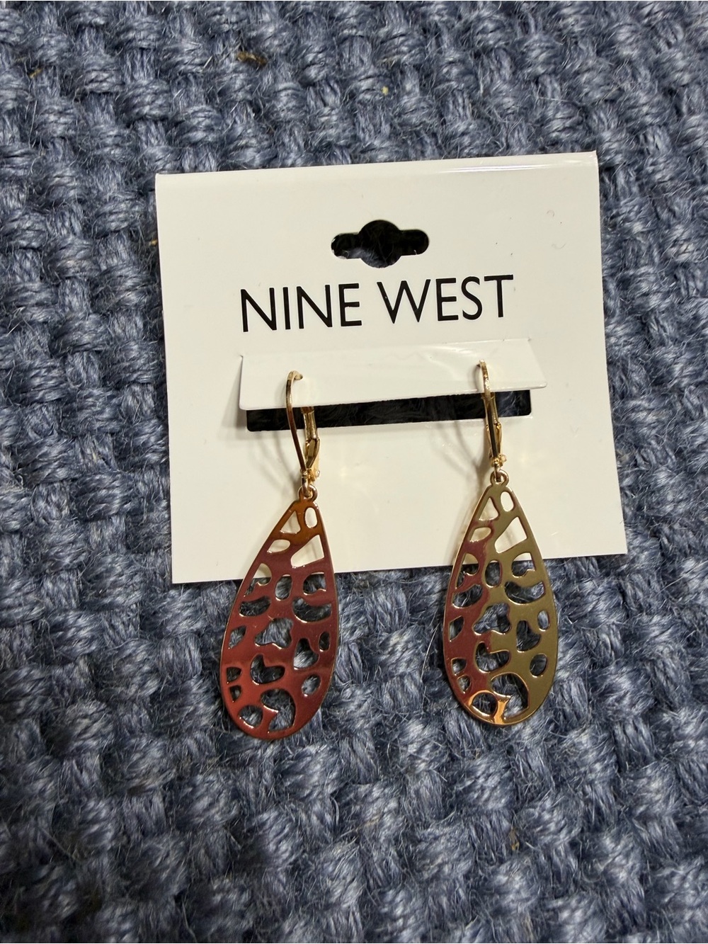 Nine West Silver Teardrop Cutout Dangle Earrings with Rose Accents  light weight